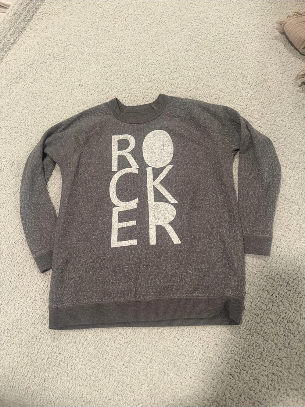 Chaser Men's Charcoal Grey Crewneck Sweater with 'ROCKER' Graphic